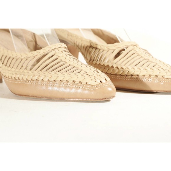 Ulla Johnson Woven Panel Mules Heels Latte Brown Basket Weave Braided 41 Shoes - Picture 4 of 16